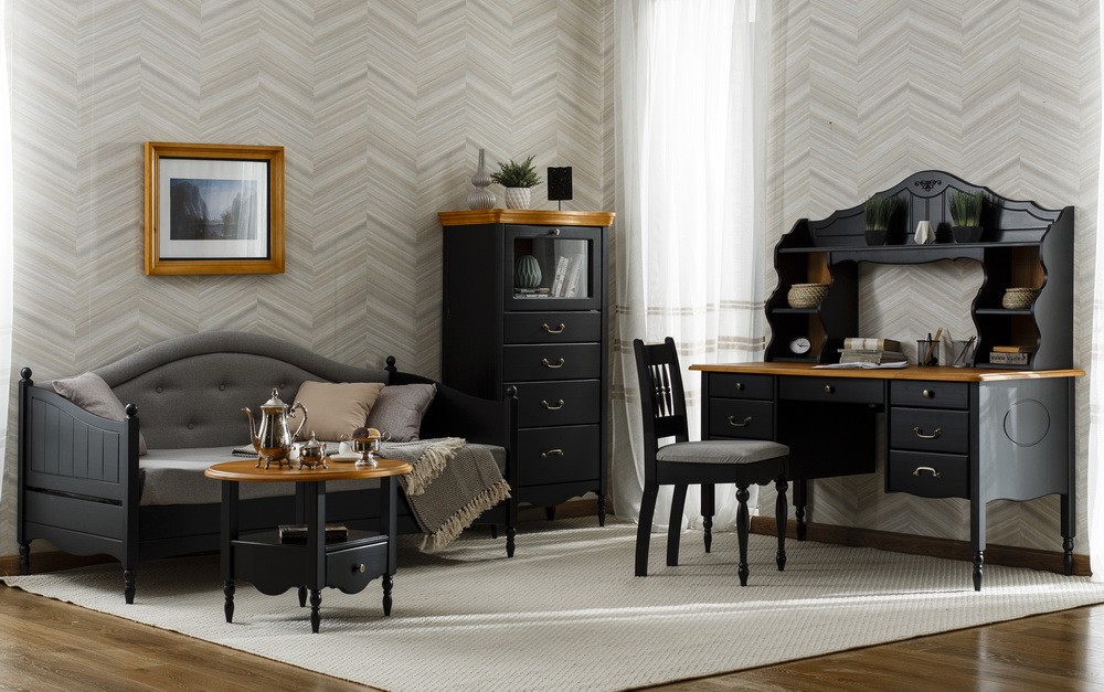 Тахта чёрная Айно №9 с мягким изголовьем 800х2000