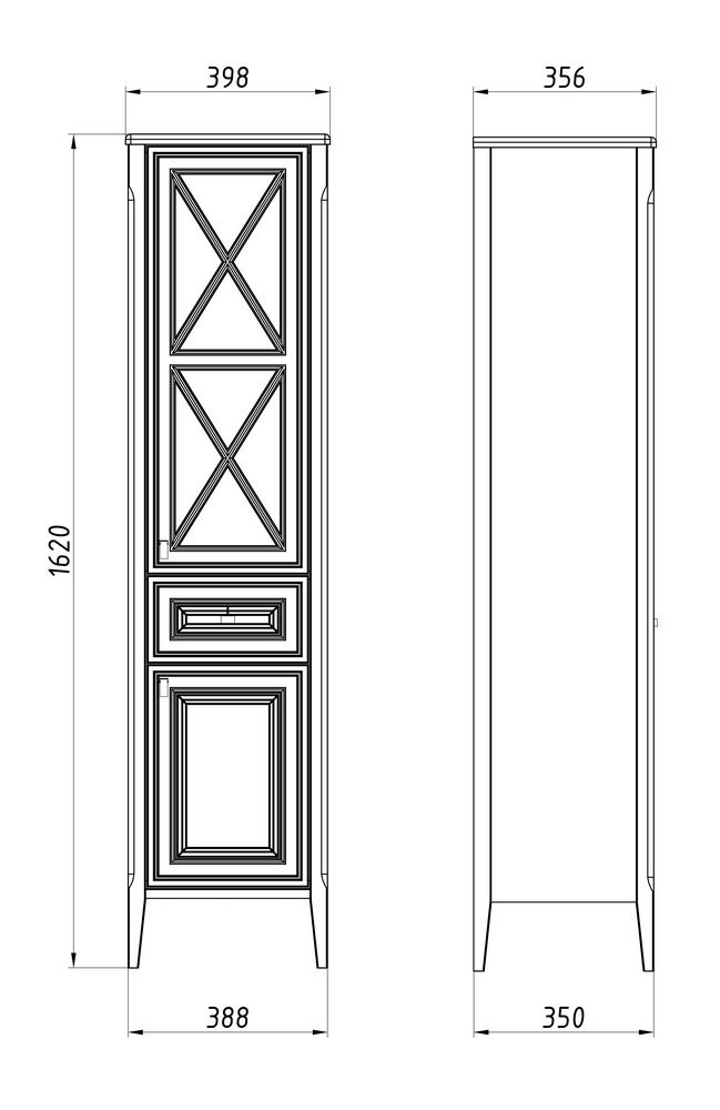 Пенал белый с дверцей Монте 40 (петли справа)