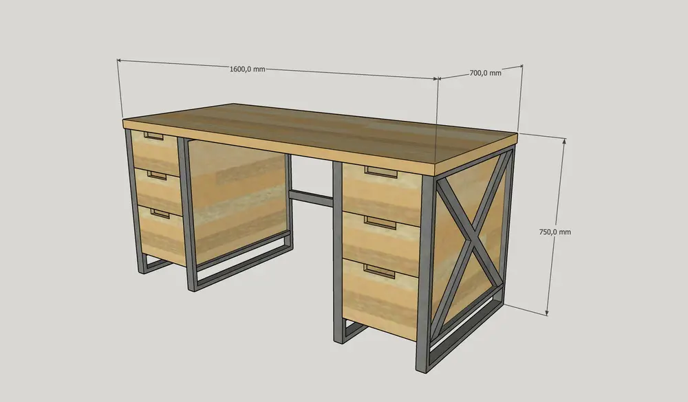 Стол рабочий 6 ящиков 07-04