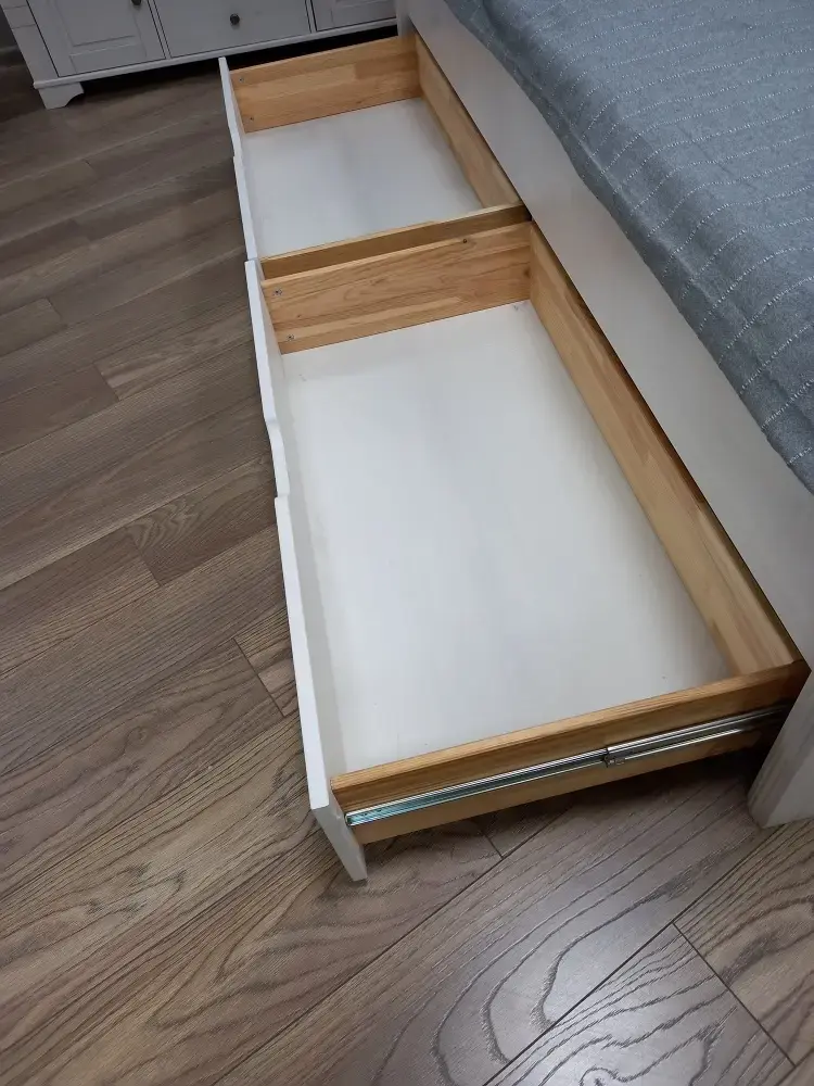 Кровать диван массив сосны Бейли 900х2000 с ящиками белый воск