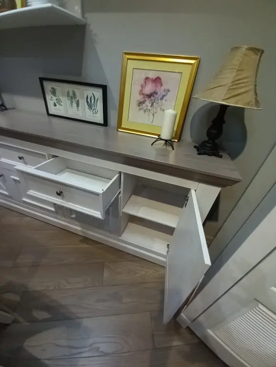 Комод Форест 4-дверный с 2-я ящиками белый воск/серый