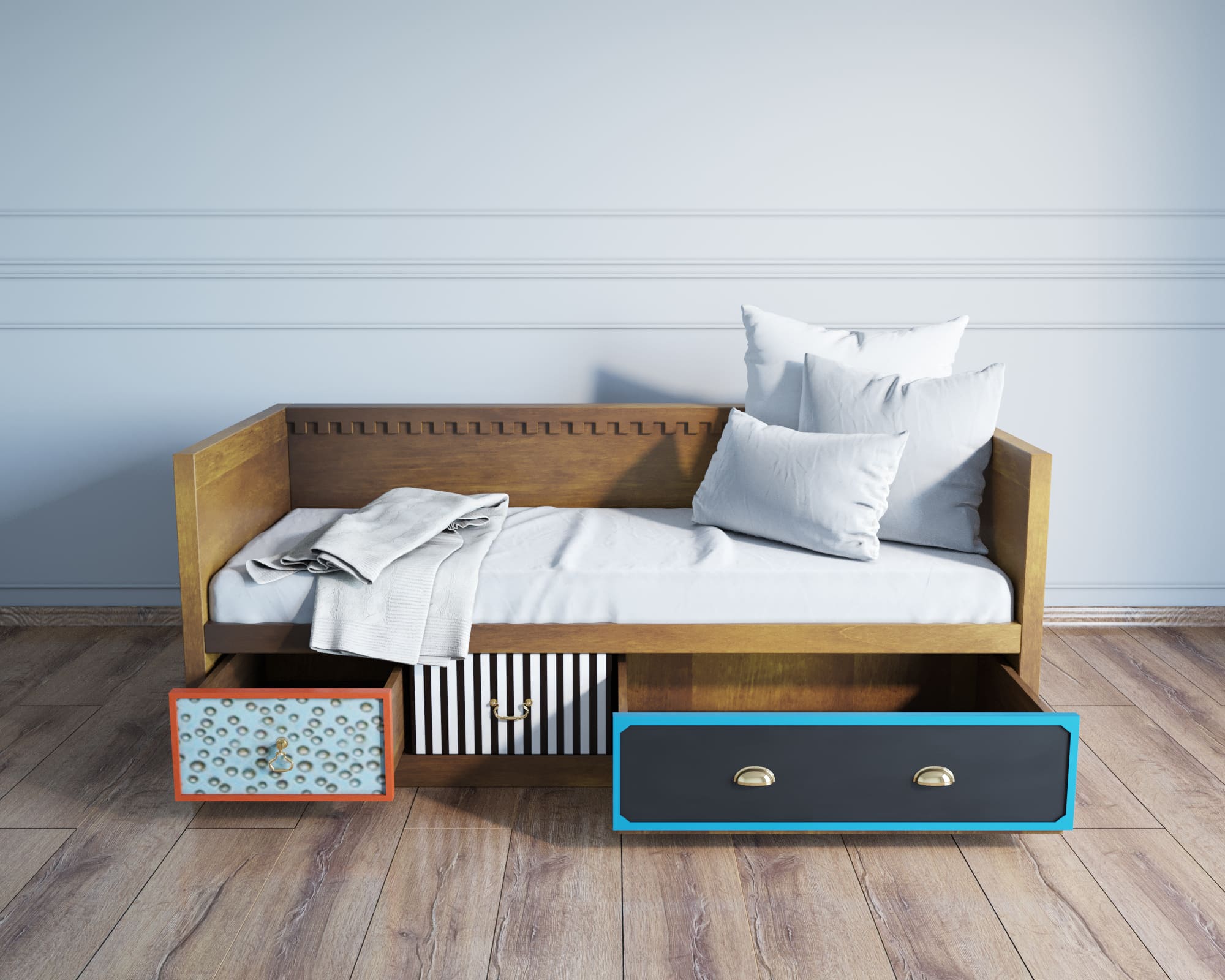 Кровать-кушетка с 3 ящиками "Gouache"