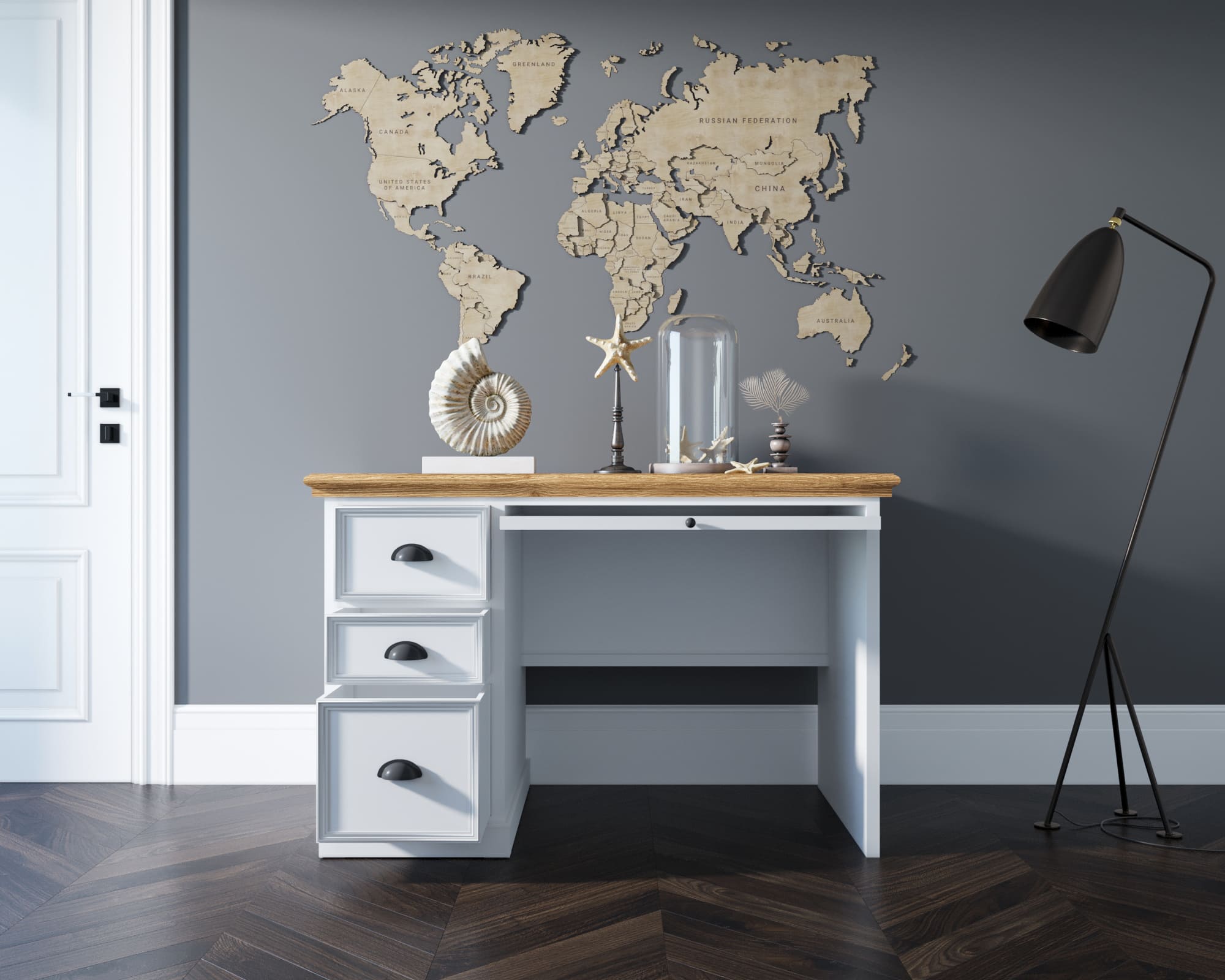 Стол рабочий с 3 ящиками "Palermo" малый