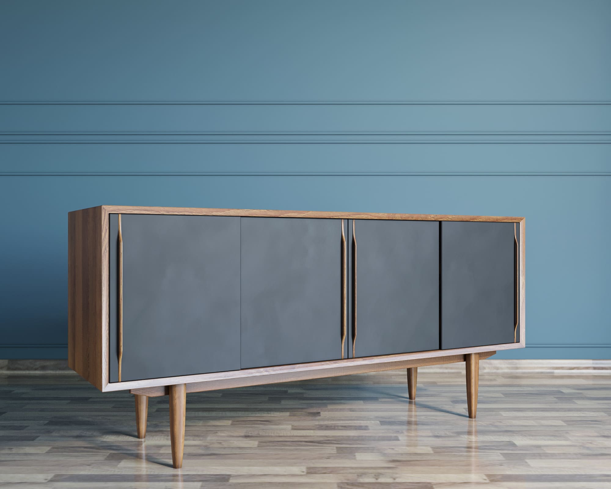 Комод тёмный массив "Bruni Black" четыре дверки