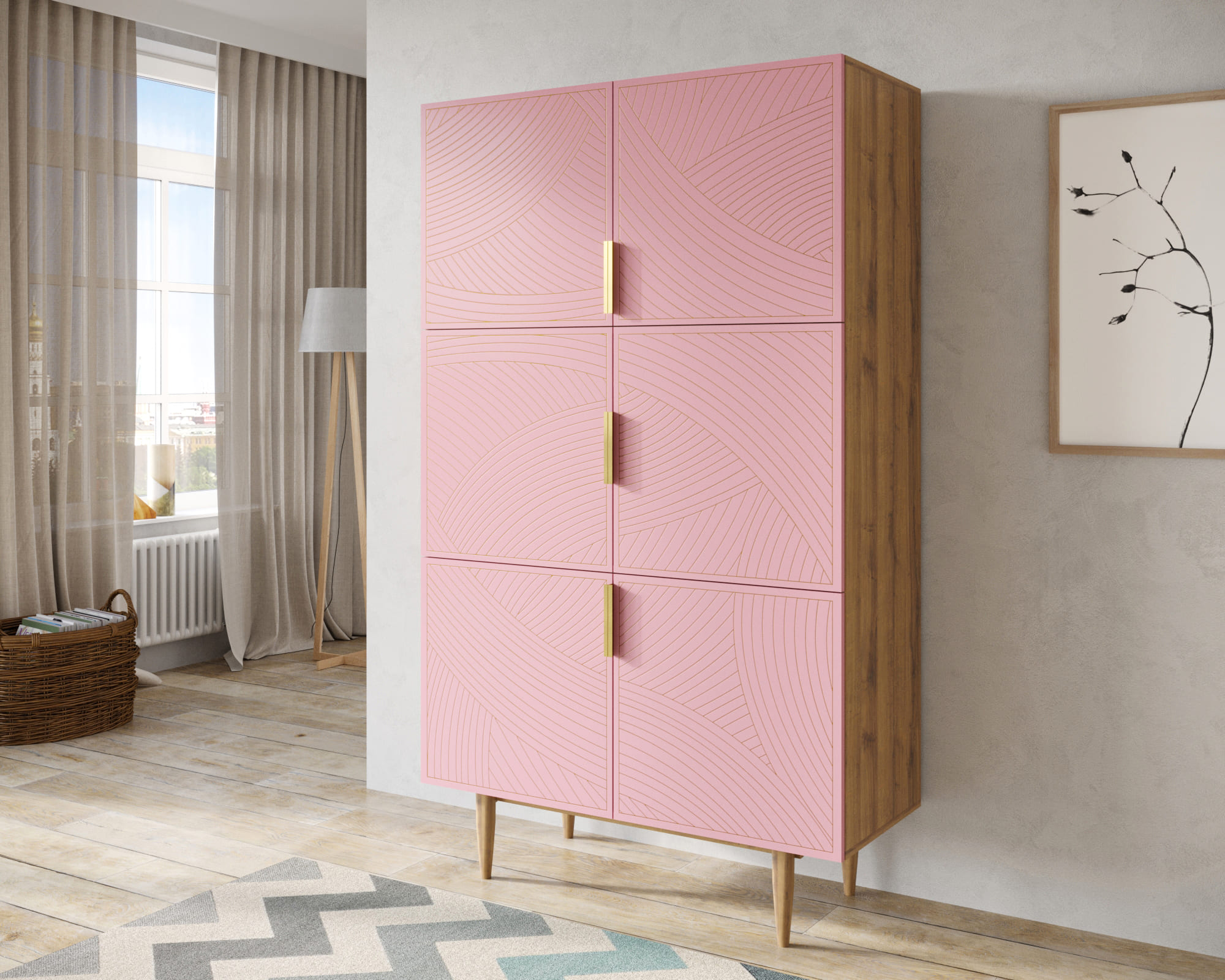 Большой комод с шестью дверками "Line" LN04/GR1