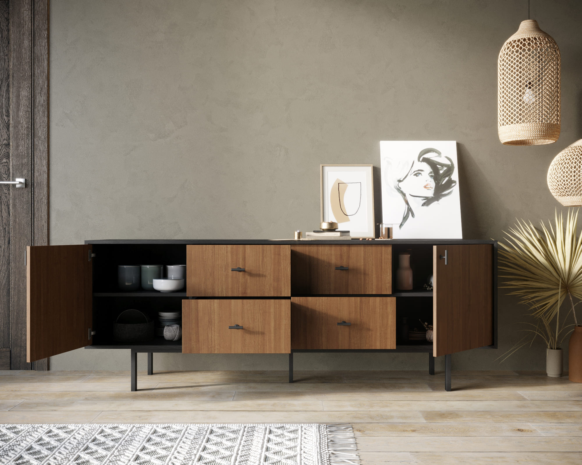 Комод две дверки и четыре ящика "Emerson"