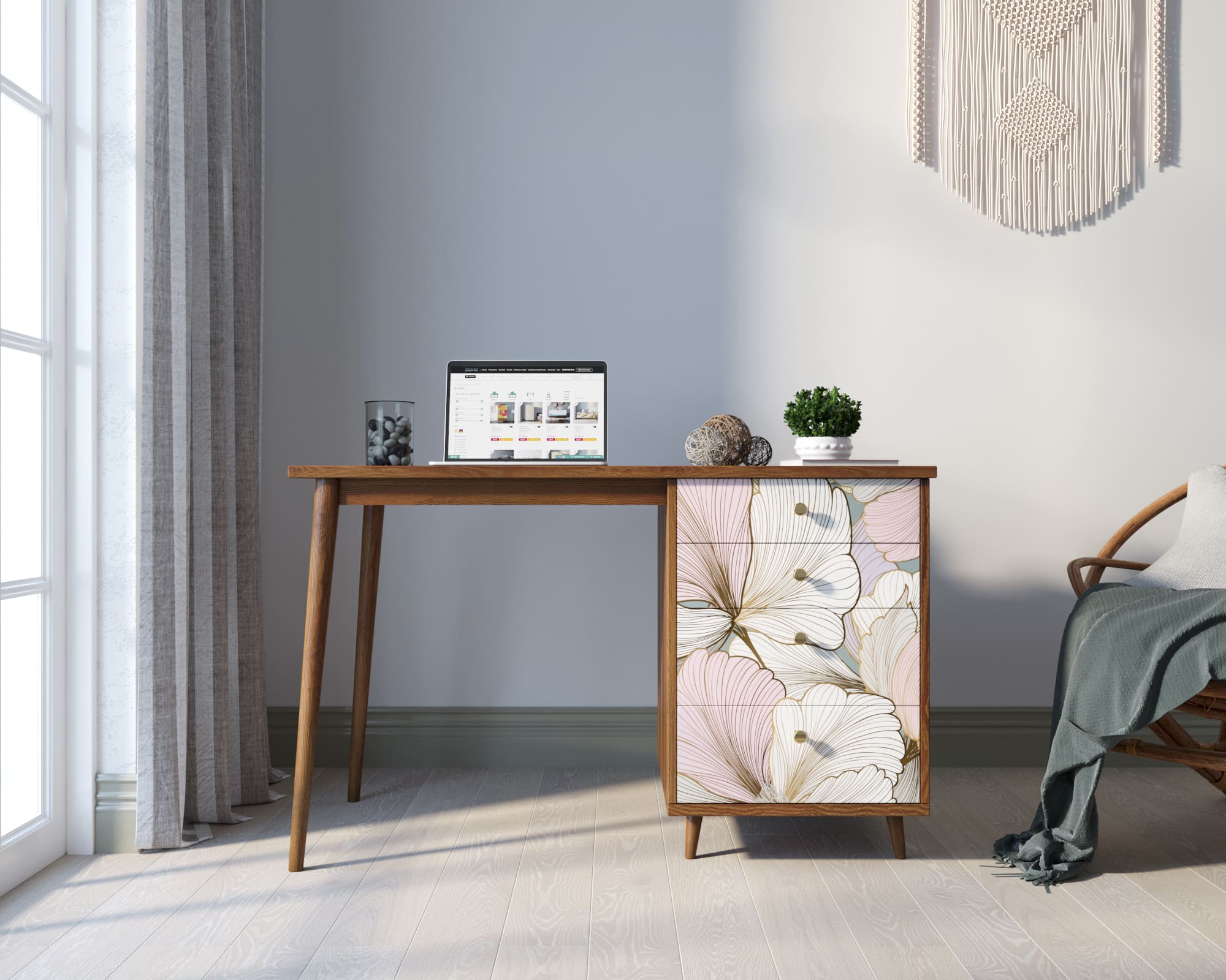 Стол рабочий "Berber" с одной тумбой