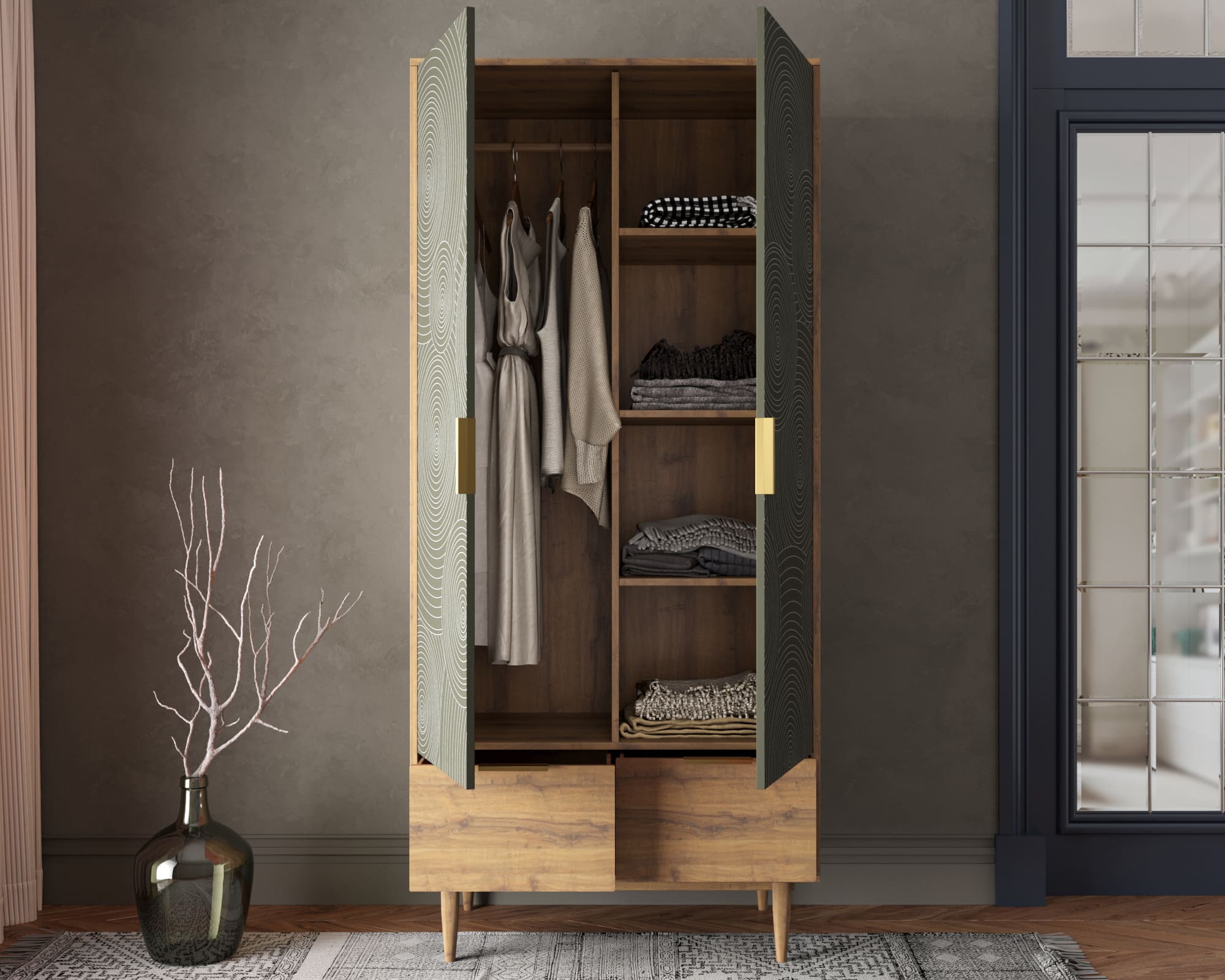 Шкаф двухстворчатый  с ящиками "Line" R26