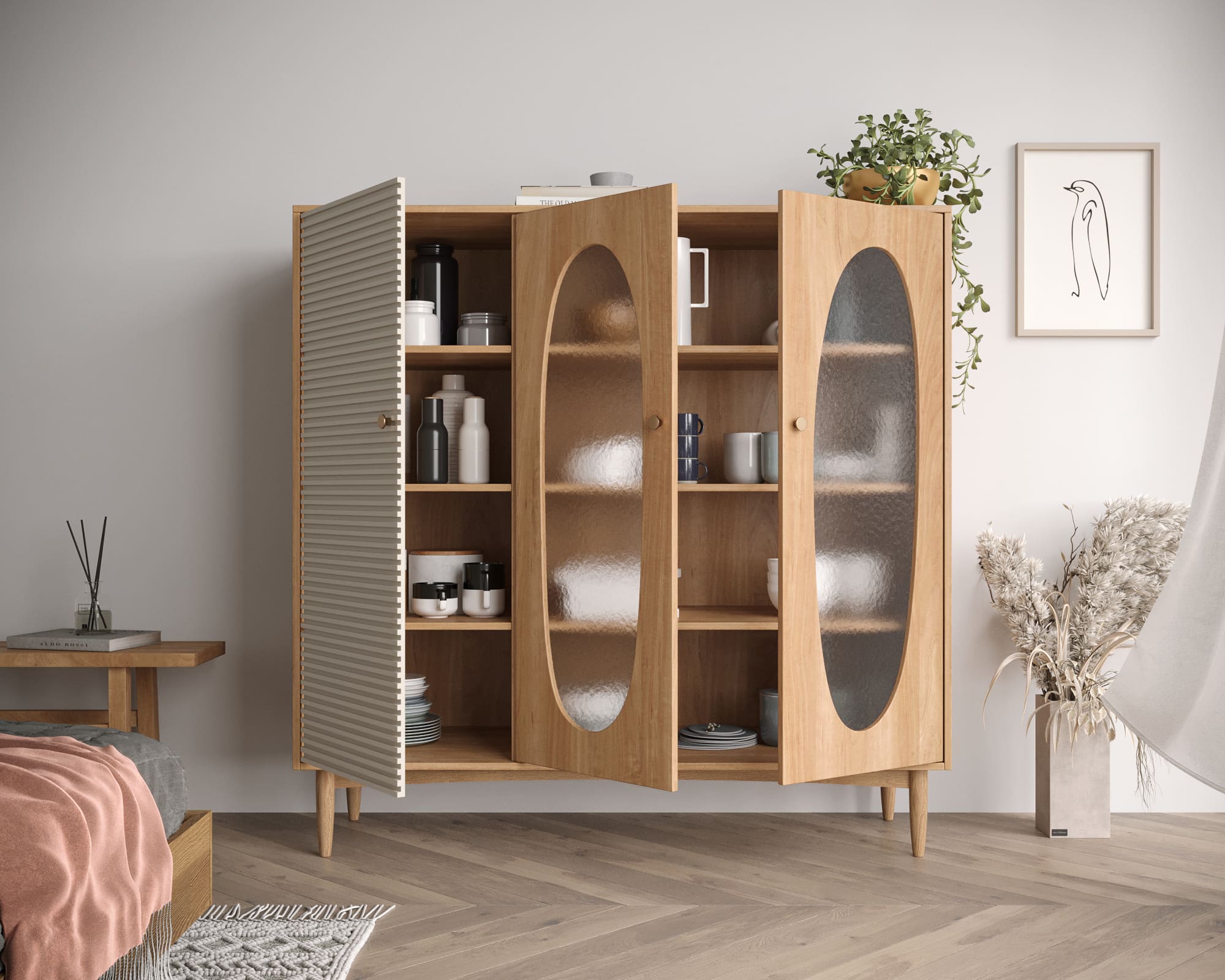   Шкаф трехстворчатый светлый низкий Bubble арт BBL13  