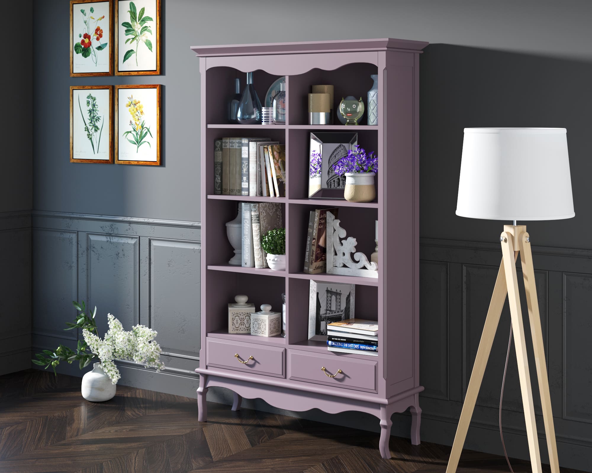 Стеллаж из дерева Leontina Lavanda двойной арт GS27/2L