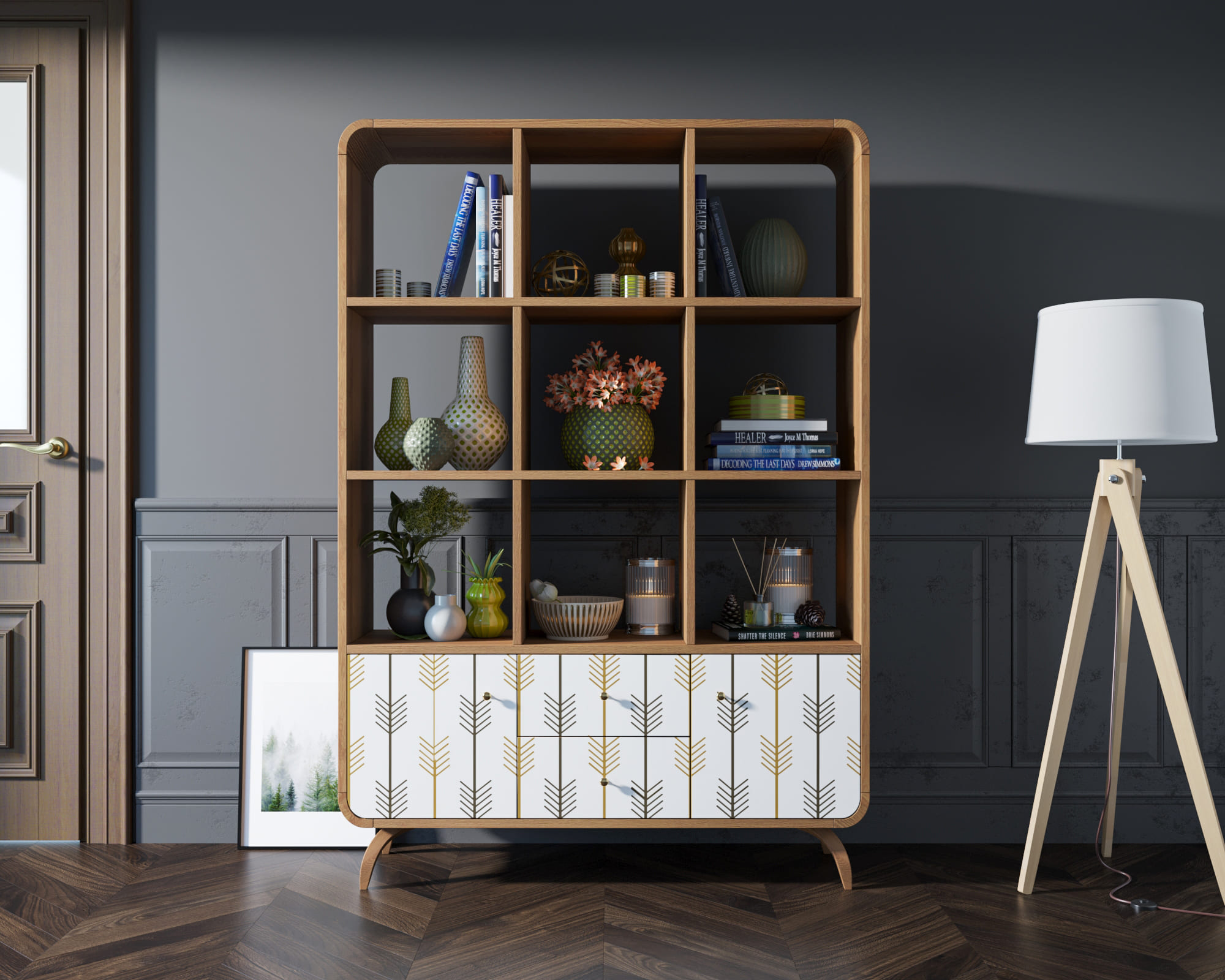 Стеллаж с 2 ящиками "Ellipse" принт 2