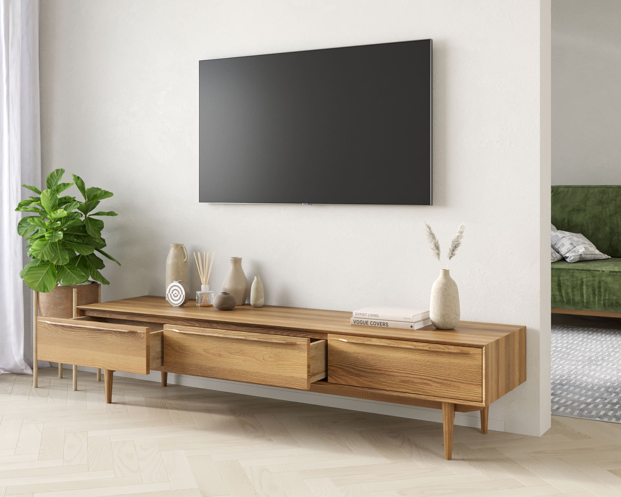 Консоль массив под TV "Bruni" с ящиками