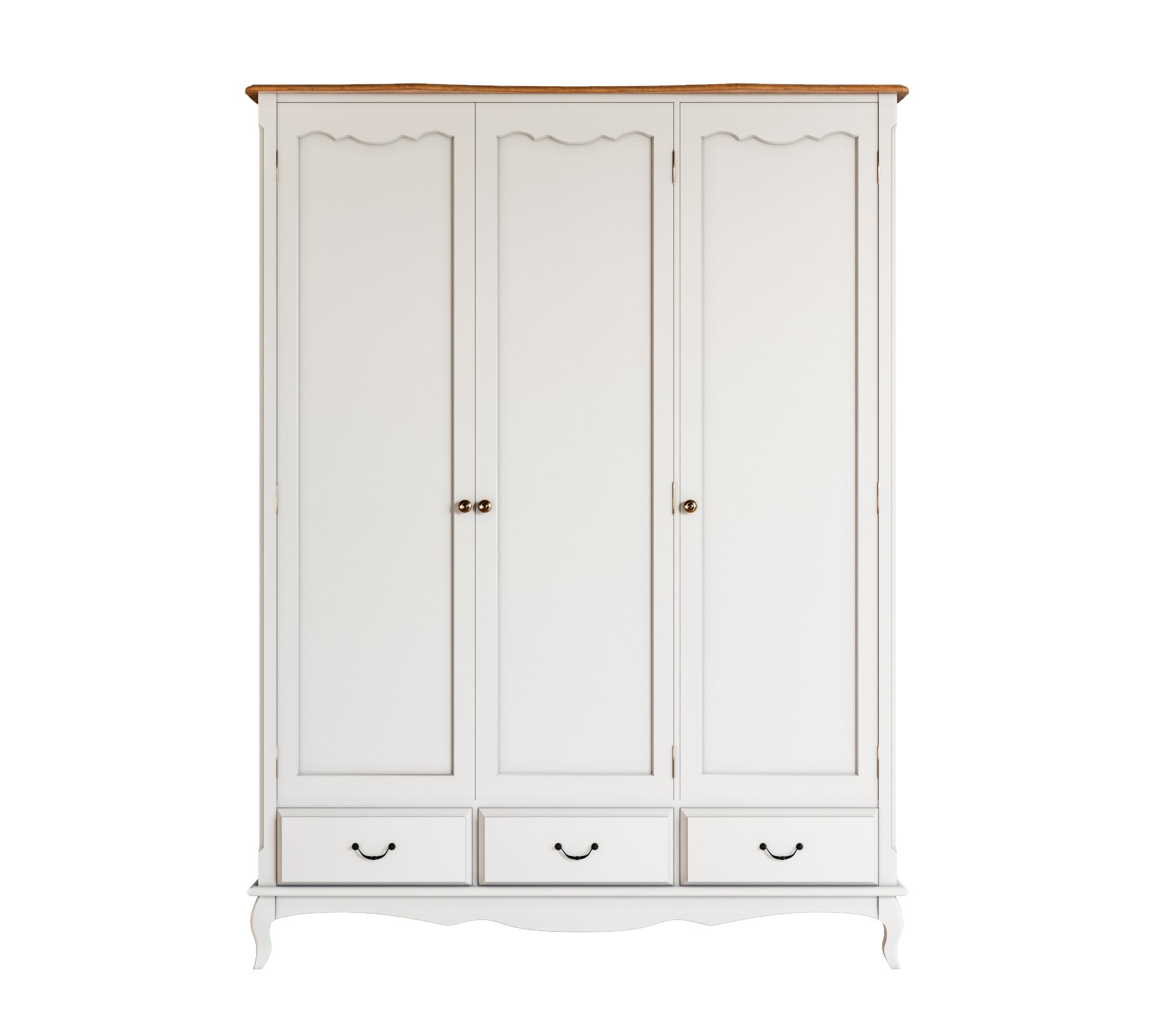 Шкаф Leontina для одежды белый трехстворчатый с ящиками