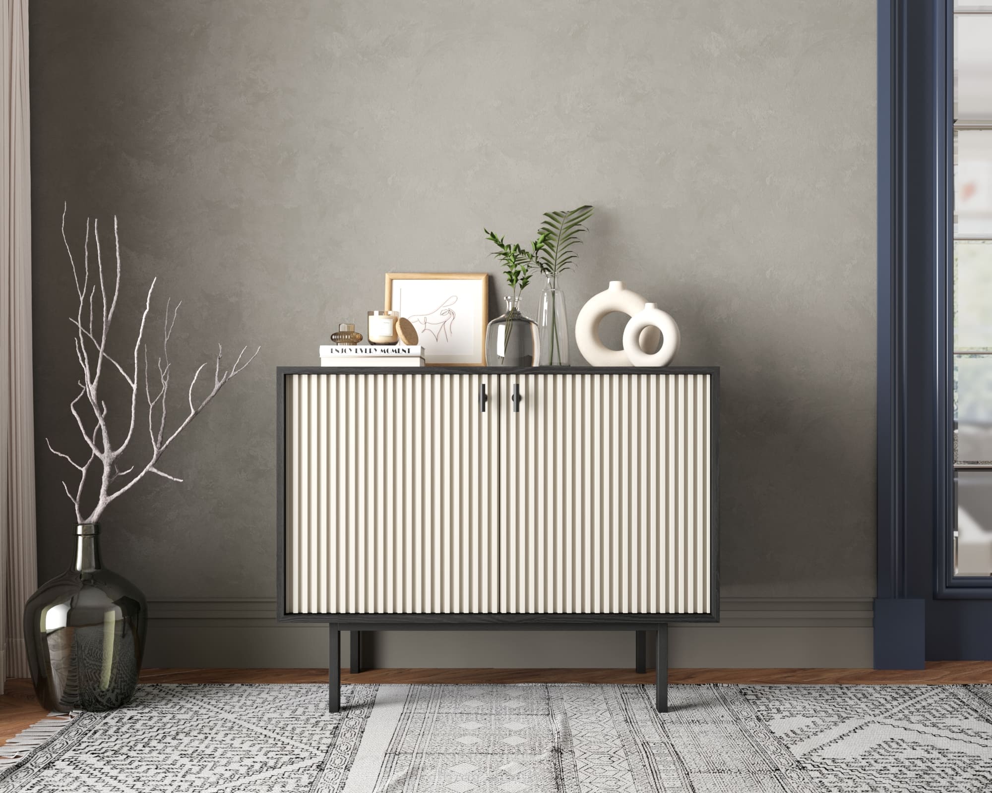 Комод с двумя дверками "Emerson" арт EM02/milky/L