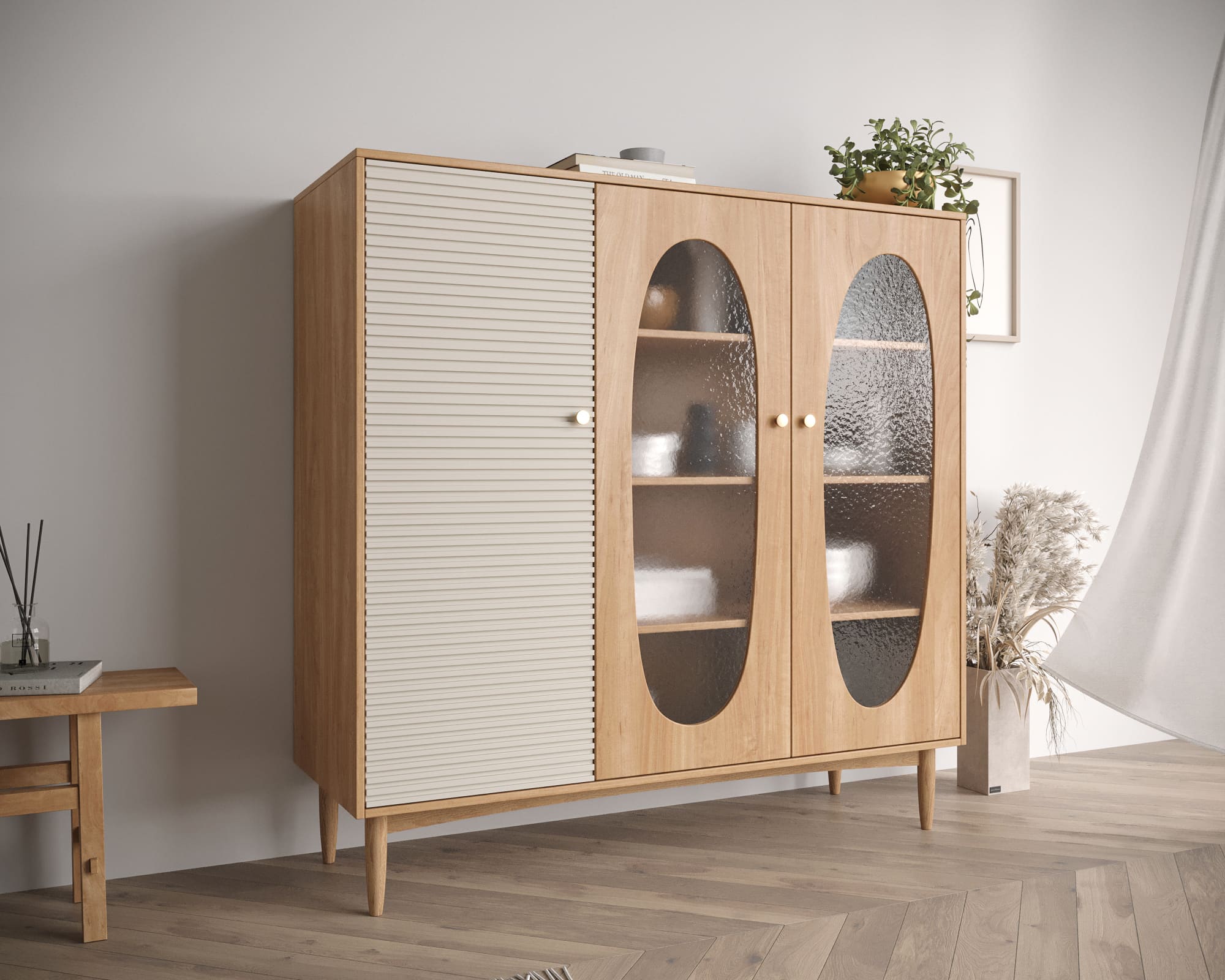 Шкаф трехстворчатый светлый низкий Bubble арт BBL13