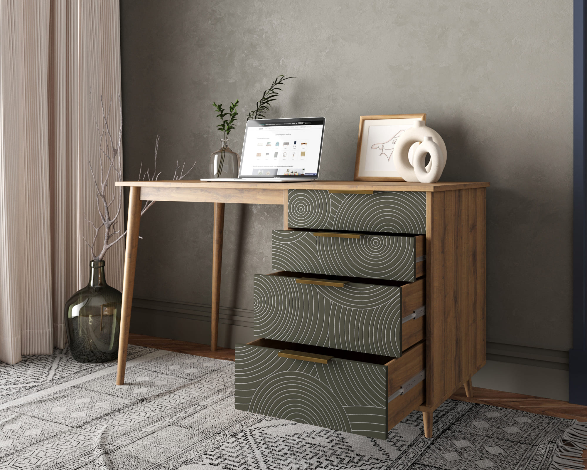 Стол рабочий "Line" с одной тумбой R23