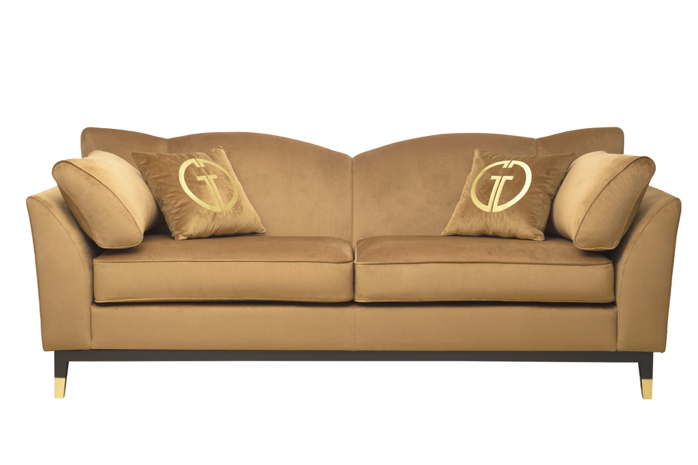 Диван Siena трехместный без механизма, велюр золотой Colt004