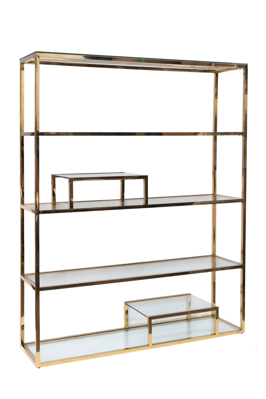 GY-SH8005GOLD  Стеллаж стекло прозр./золото 