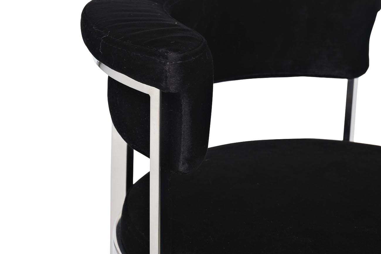 GY-B8216-BL Стул барный, велюр черный/хром