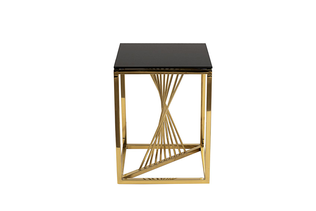 13RXET8083M-GOLD Стол журнальный стекло черн/золото 