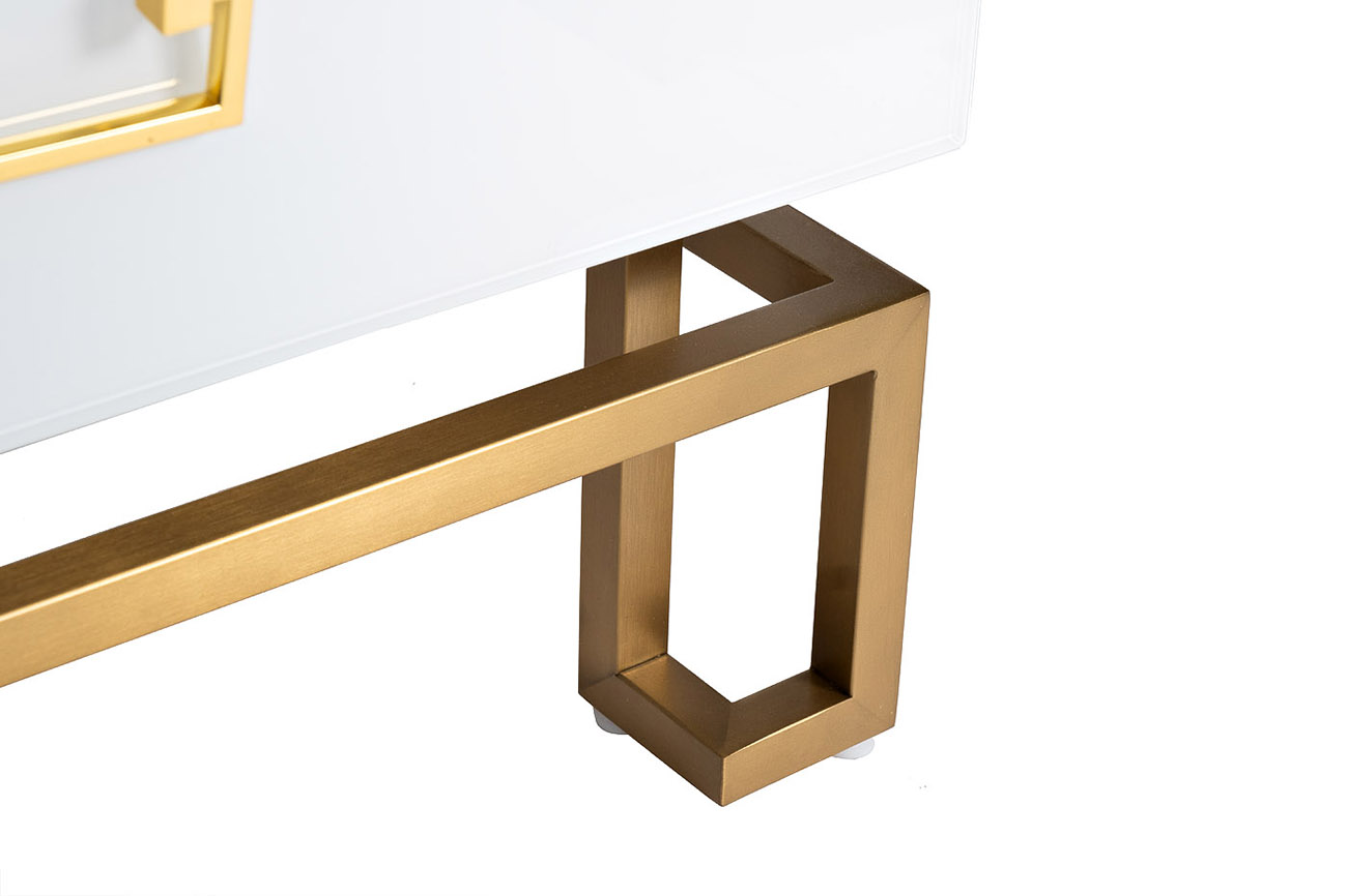 KFG085 Тумба 2 ящика белая/золото 