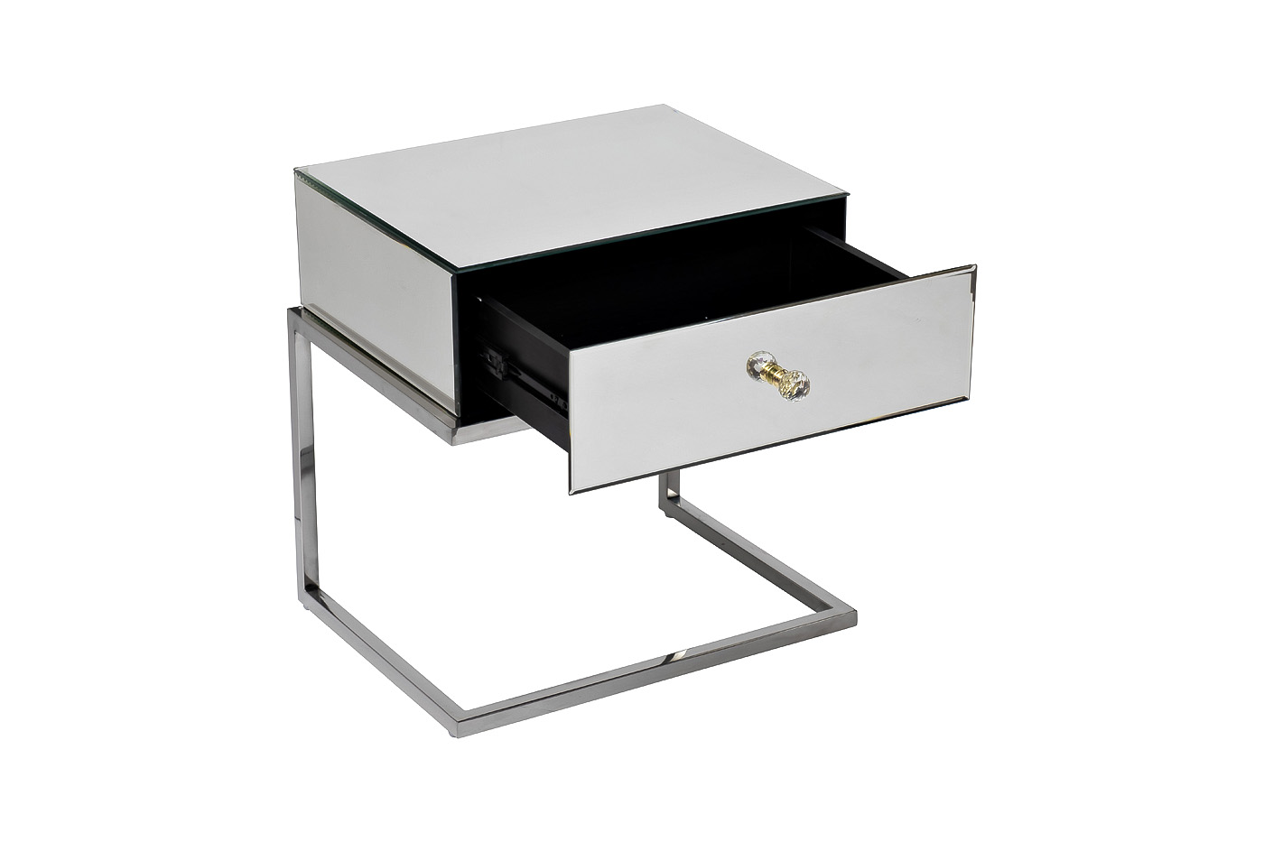 KFG131 Тумба зерк. с ящиком каркас н/ж сталь хром 