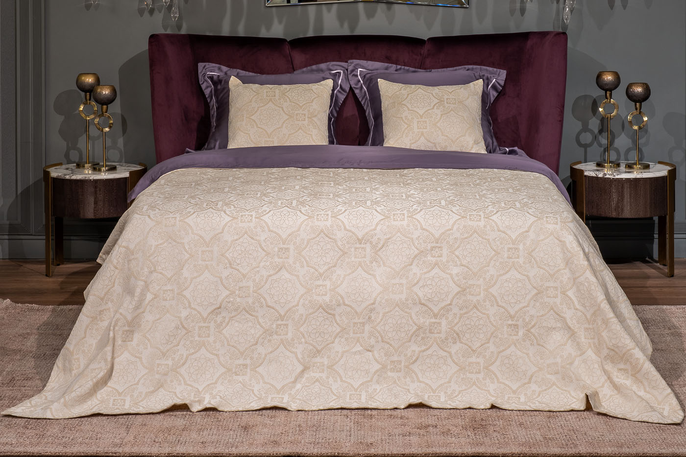 16AMR-NS240260-POKR BEG Покрывало Тиара беж