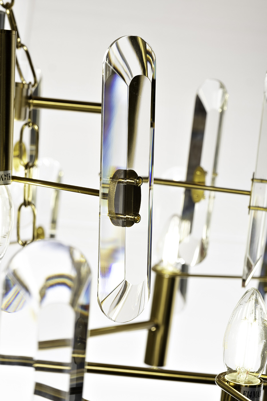 92EL-YG60400-8+4P Люстра потолочная латунь, стекло прозр. d80 h.100см