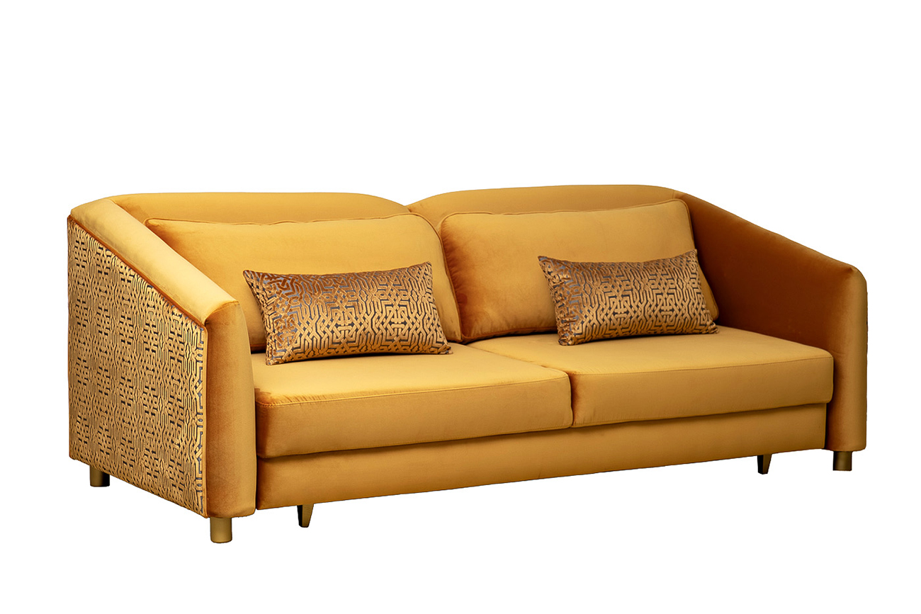 Диван Trevi 230М(К) трехместный раскладной с кантом, оранж Velv ORANG + Lattice ORANG