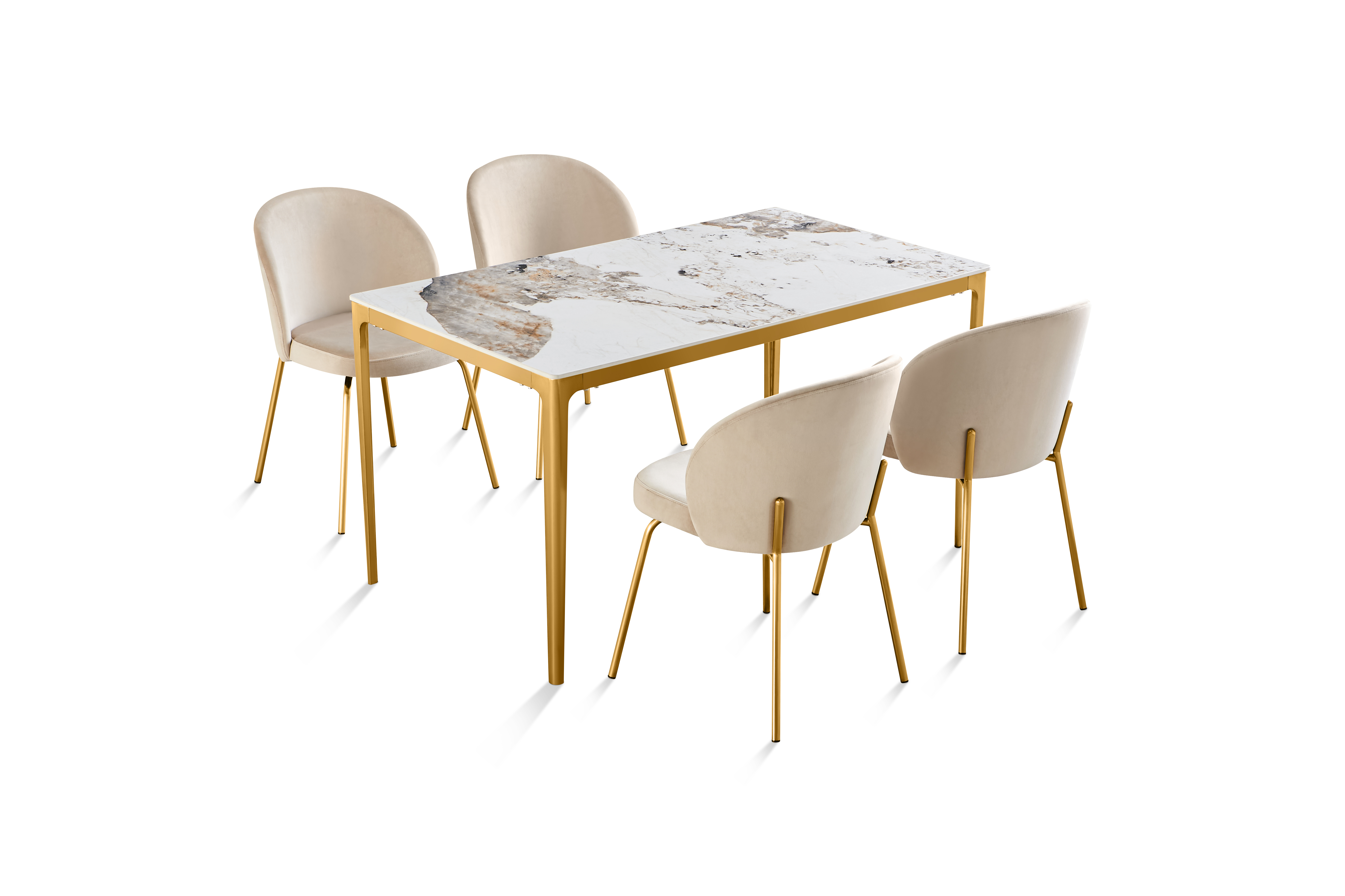 Стол обеденный Камео DT-3001B, 140х80х75 см, белый мрамор (Пандора)