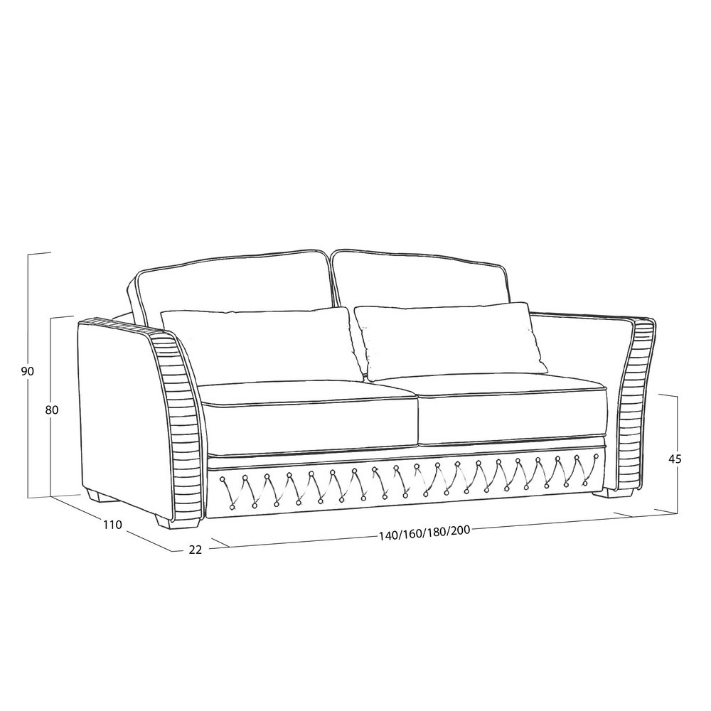 Диван Nobile (с механизмом) DNo-I-180-K03-KaB40-B18