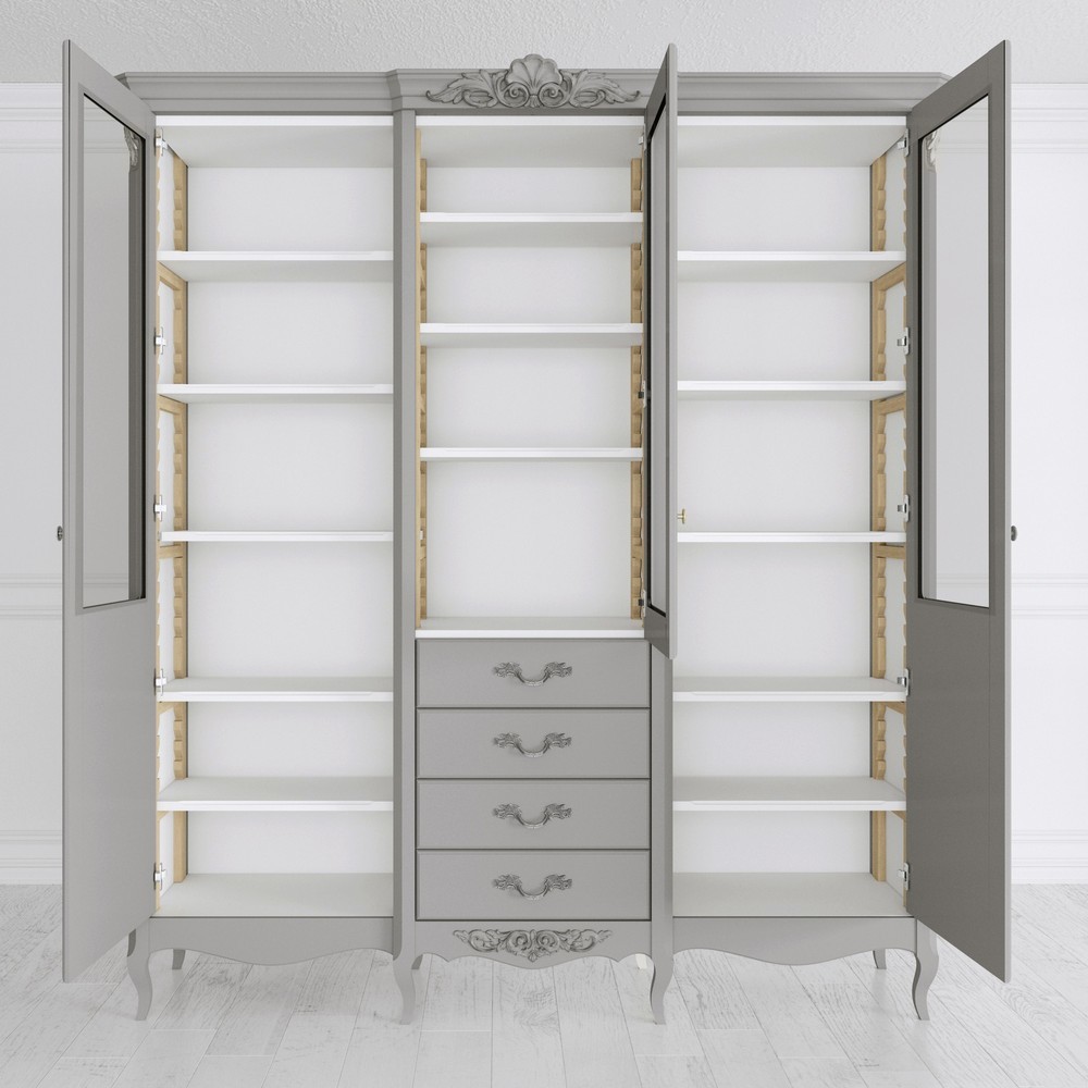 Библиотека 3 двери с ящиками 