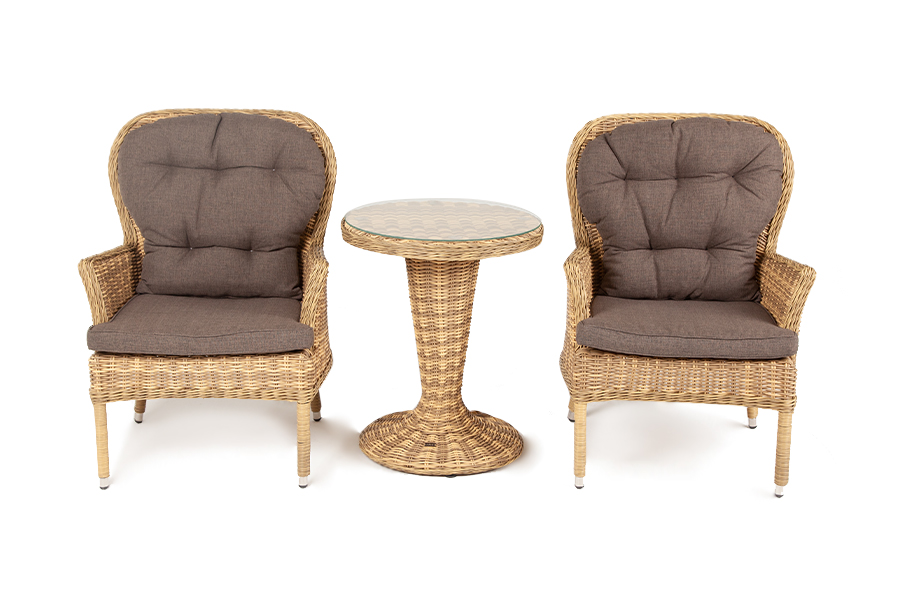 "Алиса" кофейный комплект из искусственного ротанга, цвет соломенный