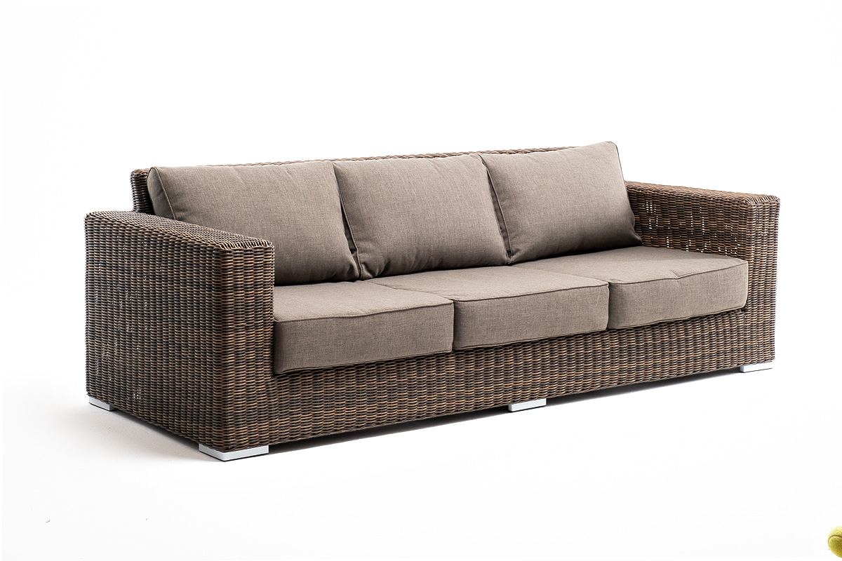 "Боналли" диван из искусственного ротанга трехместный, цвет коричневый