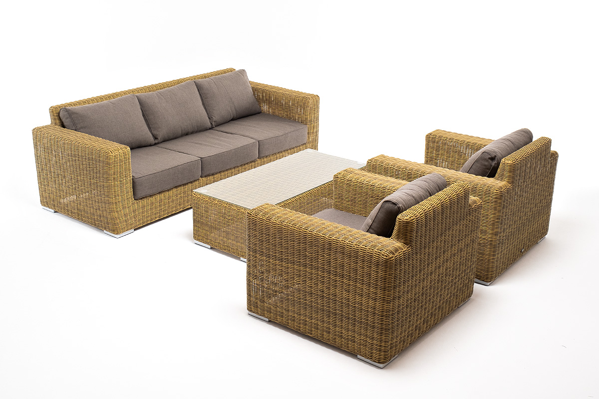 "Боналли" лаунж-зона из искусственного ротанга, цвет соломенный 