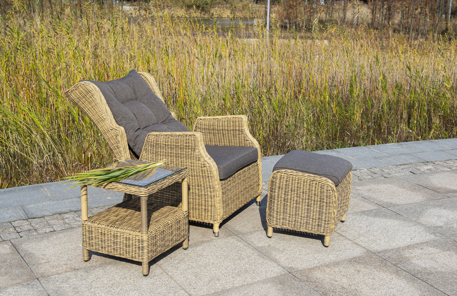 "Форилло" кресло раскладное плетеное, цвет соломенный