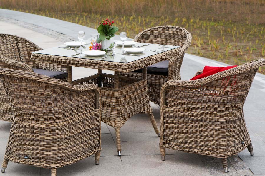 "Франческо" обеденная группа из искусственного ротанга, цвет соломенный