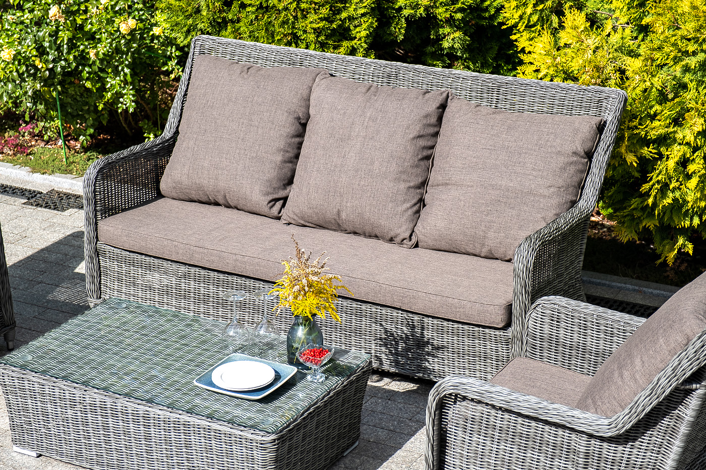 "Глиссандо" диван трехместный из искусственного ротанга, цвет графит