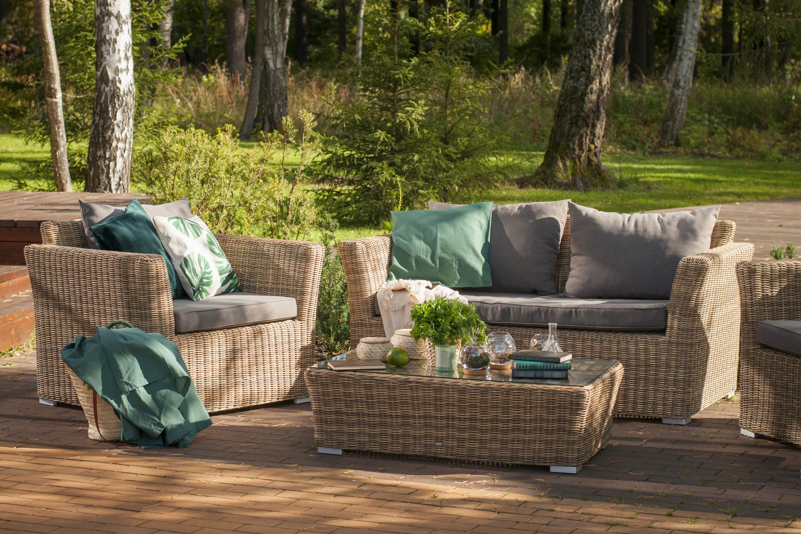 "Капуто" диван из искусственного ротанга двухместный, цвет соломенный