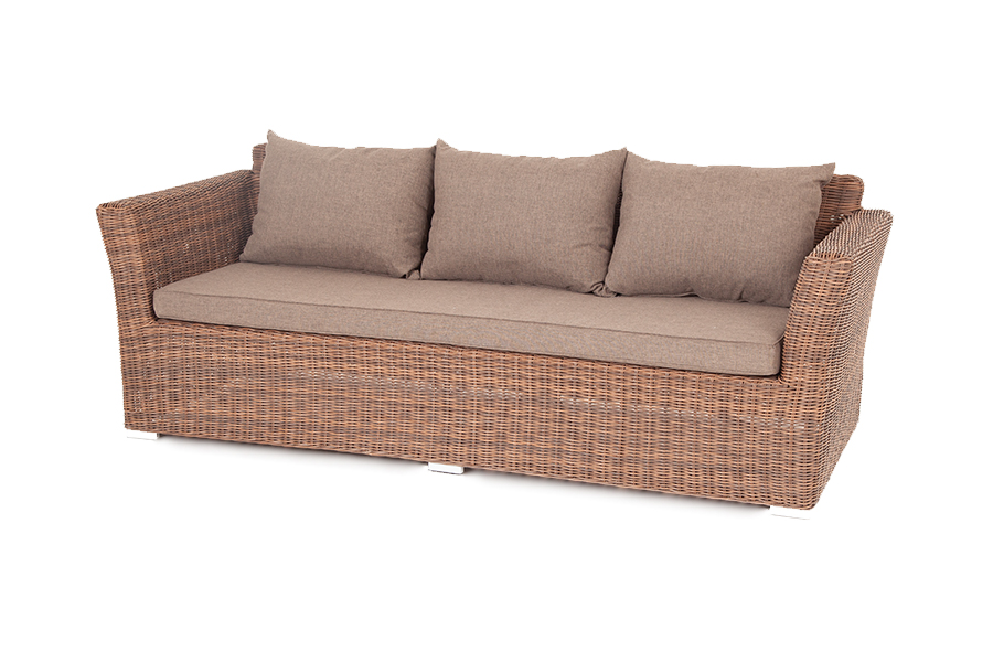 "Капуто" диван из искусственного ротанга трехместный, цвет коричневый