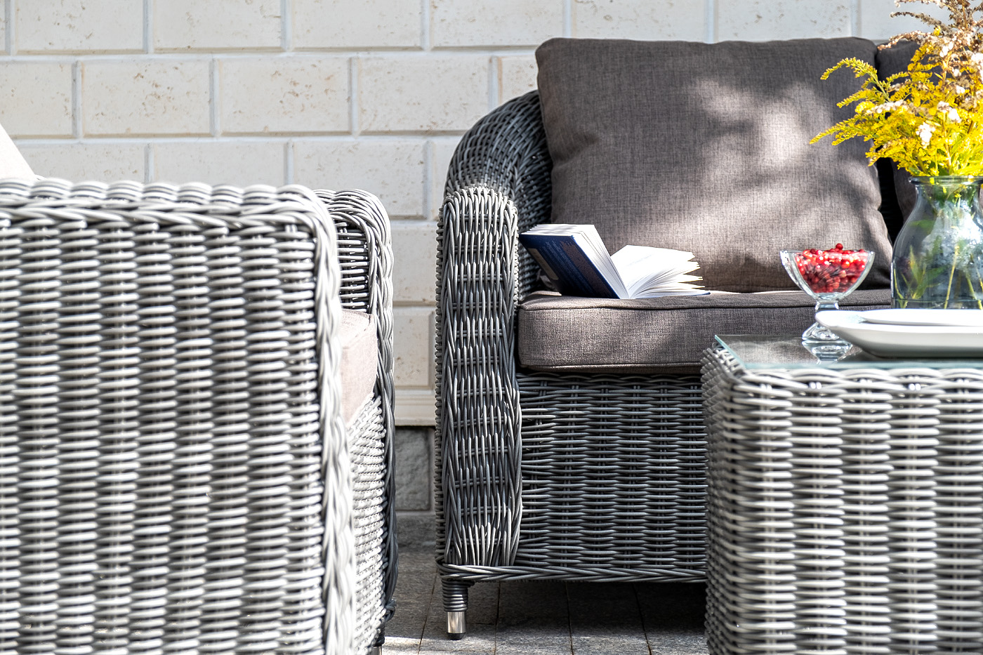 "Копаннини" диван из искусственного ротанга двухместный, цвет графит