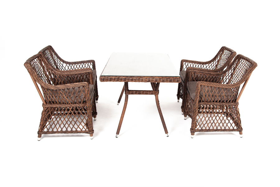 "Латтини–140 L" обеденная группа плетеная, цвет коричневый