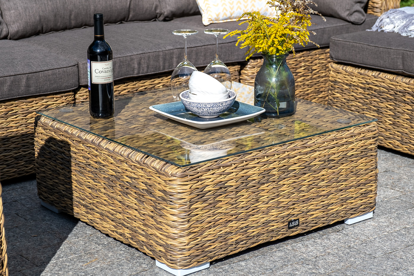 "Лунджи" журнальный столик плетеный (гиацинт), цвет соломенный