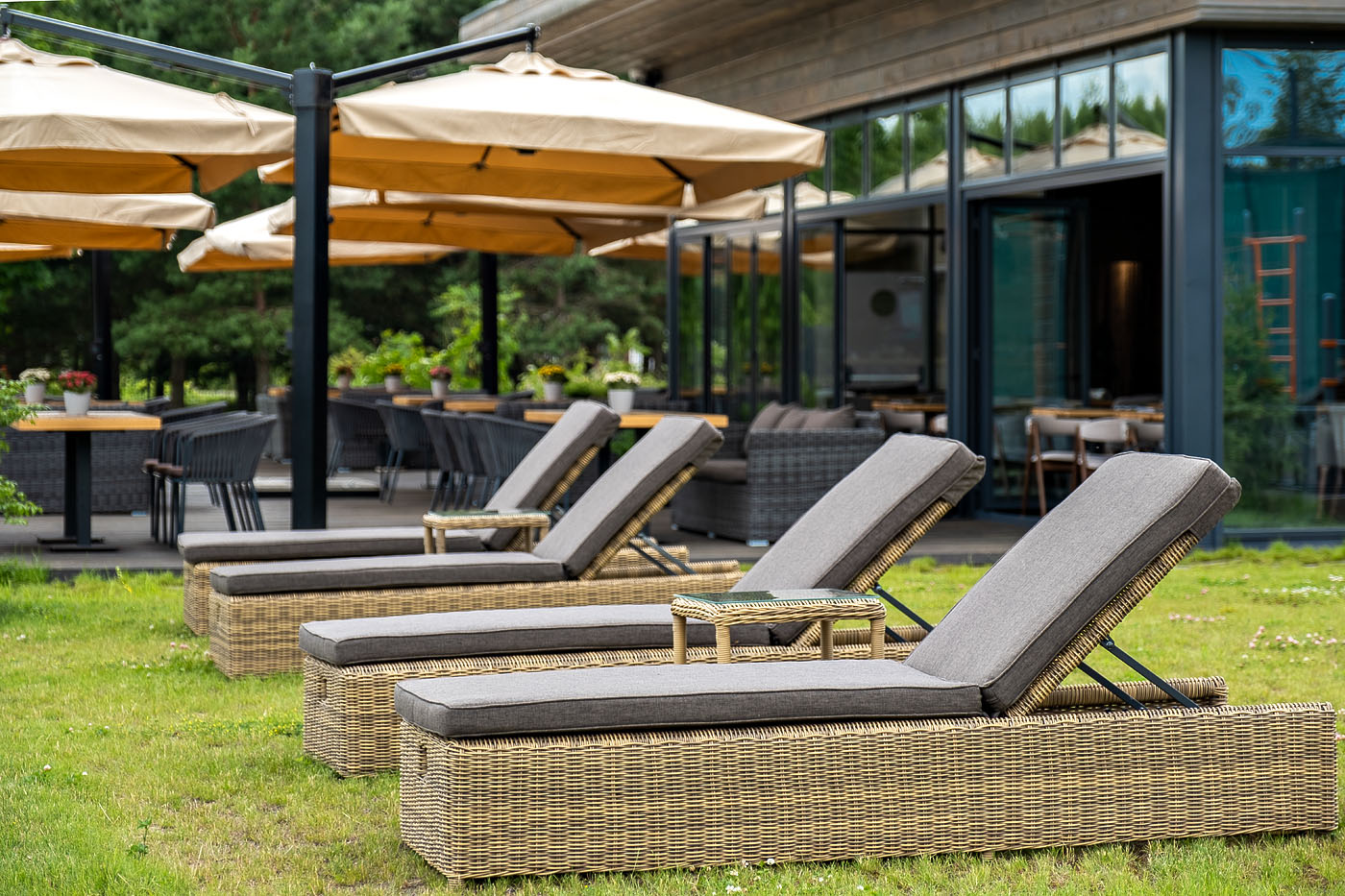 "Рим" шезлонг с подушкой, цвет соломенный