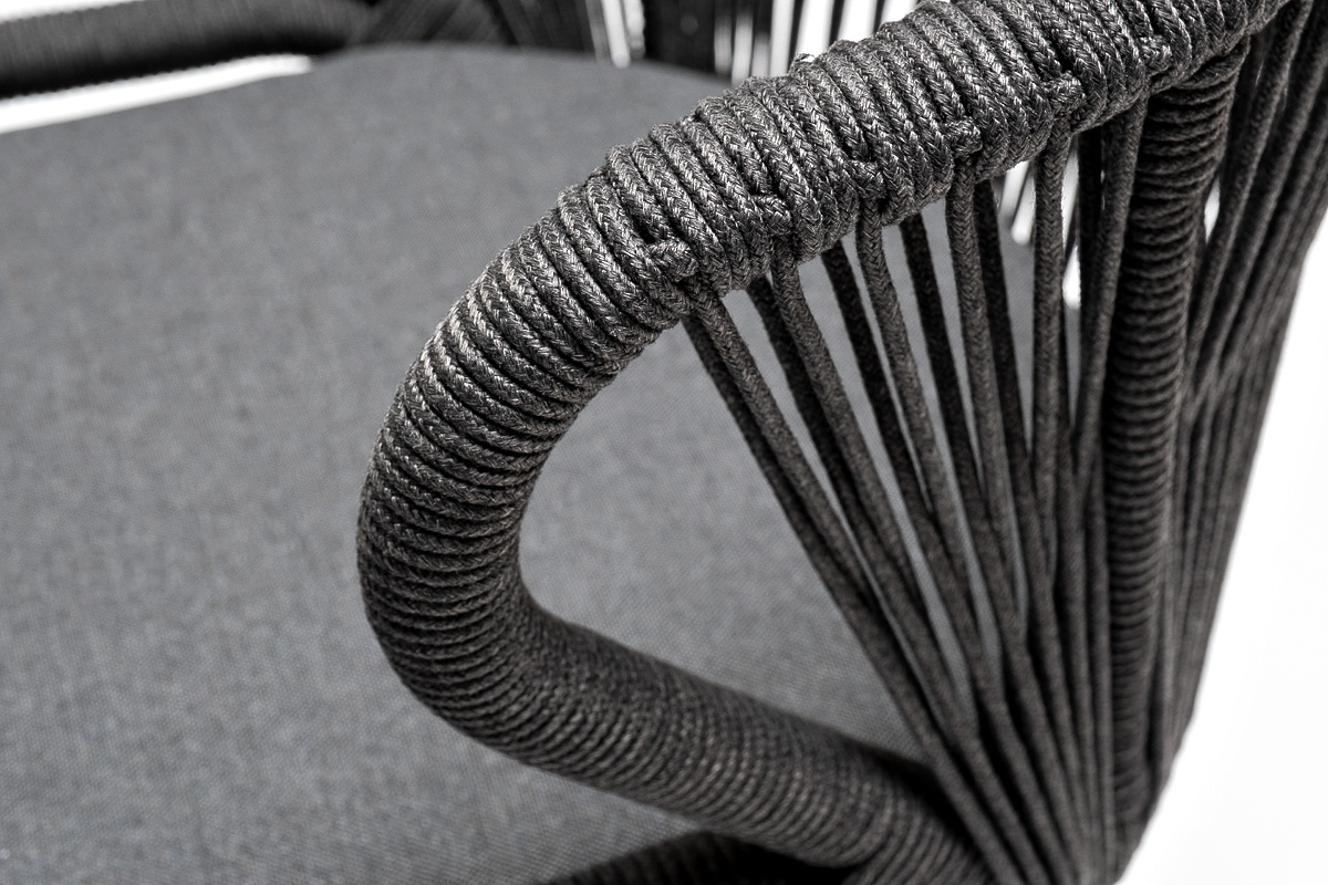 "Венецио" обеденная группа на 6 персон со стульями "Миленто", каркас темно-серый, роуп темно-серый